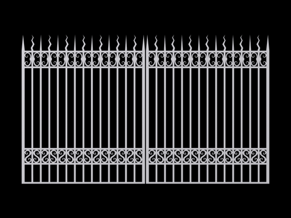 简洁风格欧式铁艺栏杆黑白贴图