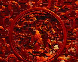 中式红色木雕贴图
